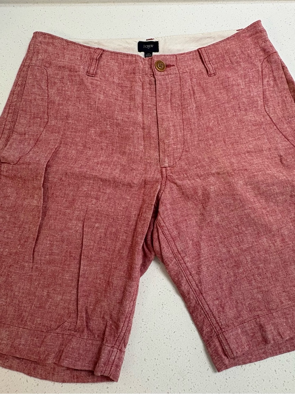 J.Crew Red Linen-Blend Flat Front Shorts Size 30 Pink/Heather Red
